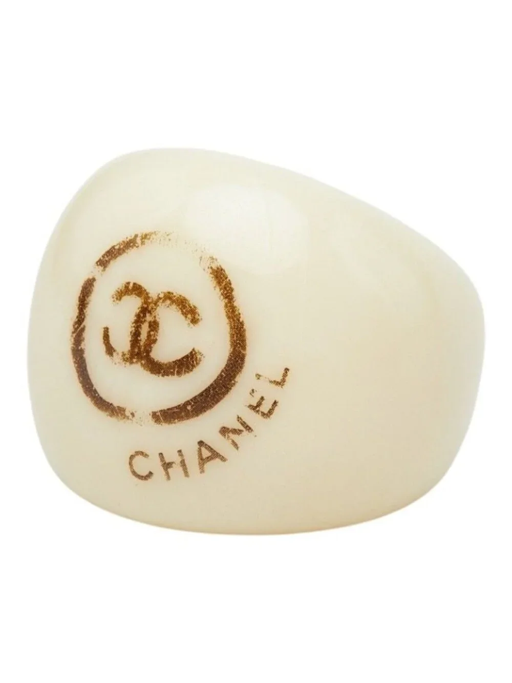 Chanel CC Logo Ring Ivory Plastic
